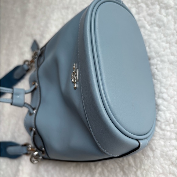 Coach Blue Leather Dempsey Drawstring Mini Bucket Bag - Picture 5 of 7